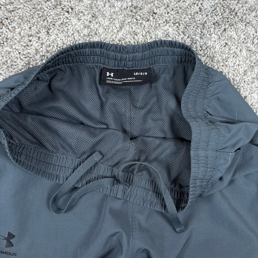 Under Armour Track Pants Mens Large Gray Vital Woven Mesh Lined Sporty Ankle Zip
